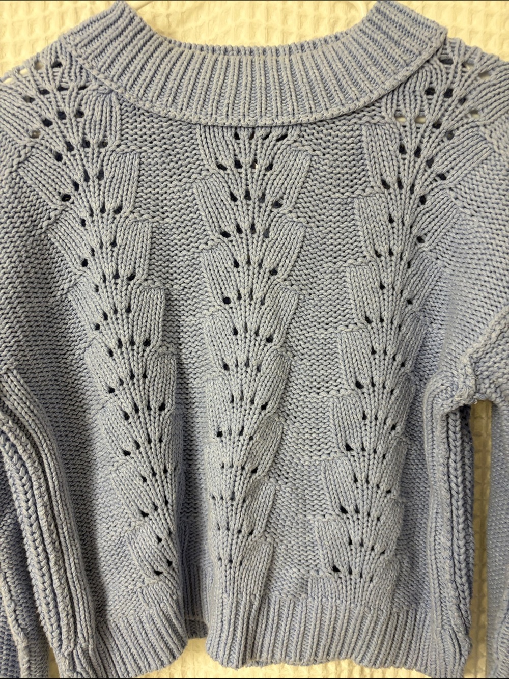 Free People Bell Song Texture-Knit Sweater Vintage Blue Periwinkle Medium - Picture 3 of 7